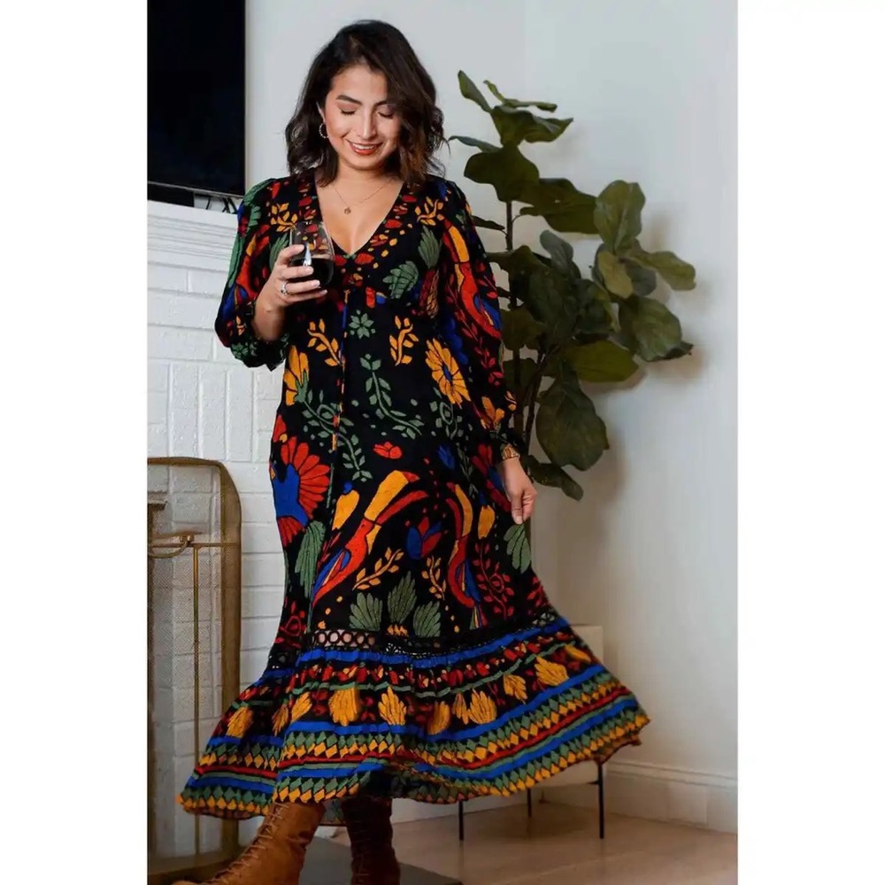 Anthropologie Farm Rio Georgette Toucan dress